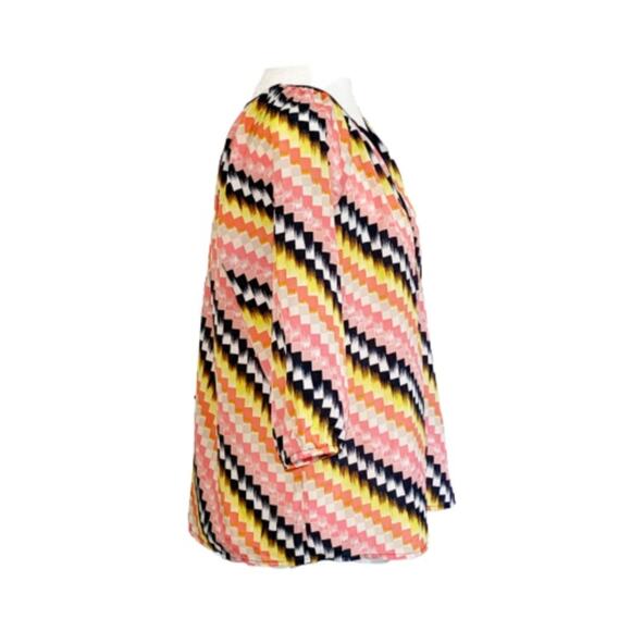 Ann Taylor Blouse Top Petite Multicolor Zig Zag 3/4 Sleeve Retro Casual Size SP - Picture 3 of 10